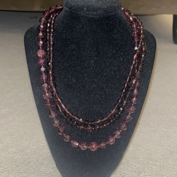 Express purple beaded necklace with Silver Clasp 16.5" - Picture 1 of 1